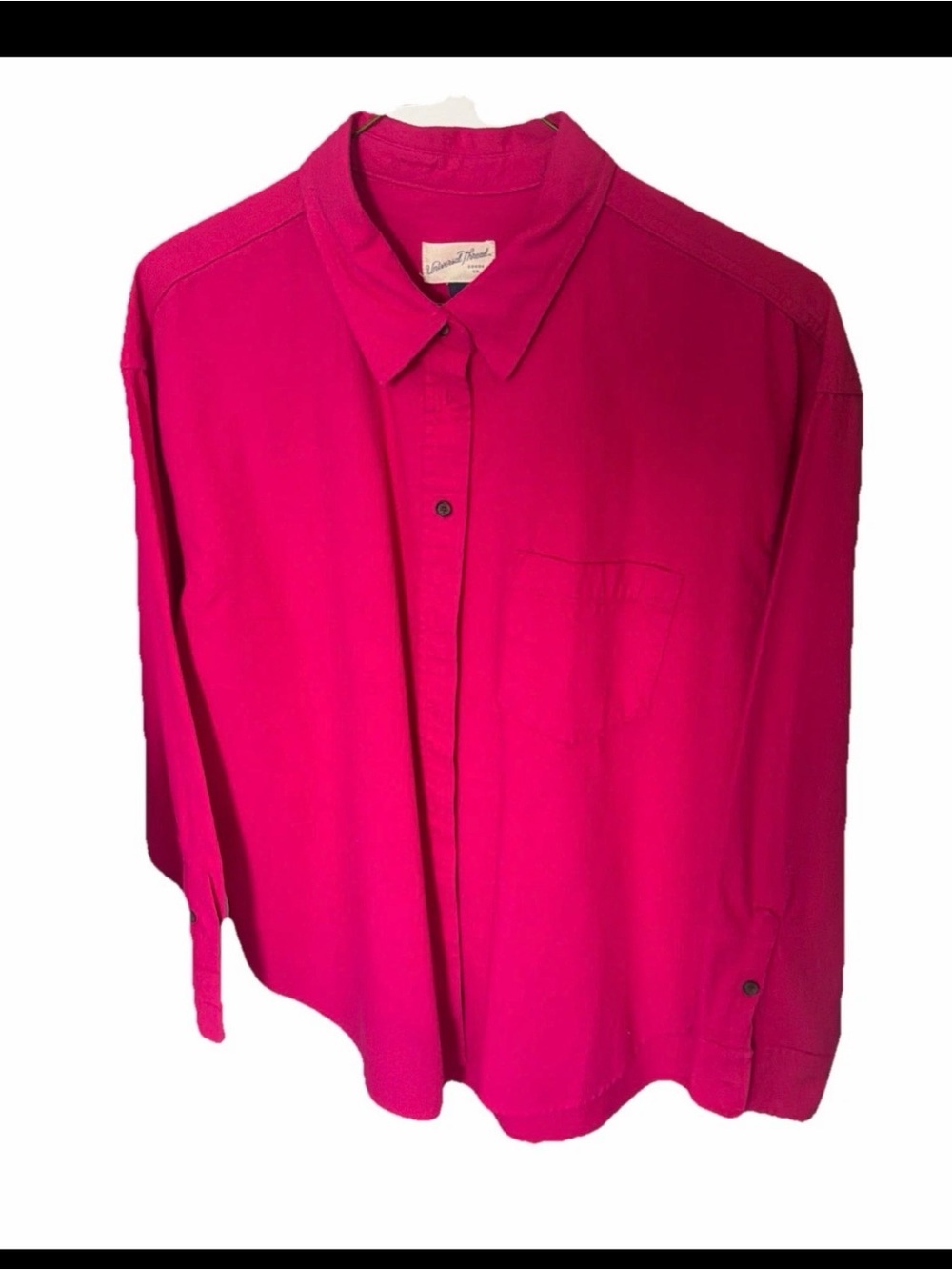 Universal Thread Pink Oversized Fit Button-Up Shirt Cotton Long Sleeve Size L